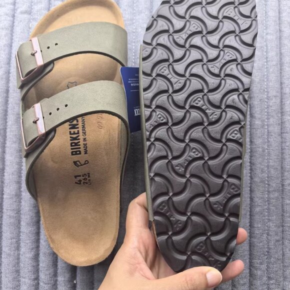 Birkenstock Arizona Sandals – Olive Green, Two-Strap Comfort with Cushioned Foot - Picture 2 of 4